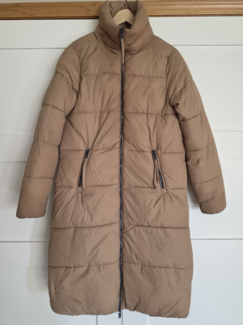 Long Puffer Coat in Camel